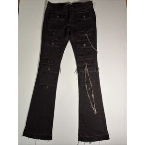 Valabasas Jeans Mens Stacked Button Fly Distressed Size 32 ringed Black